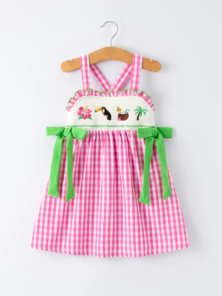 Summer Vibes Tropical Embroidered Dress