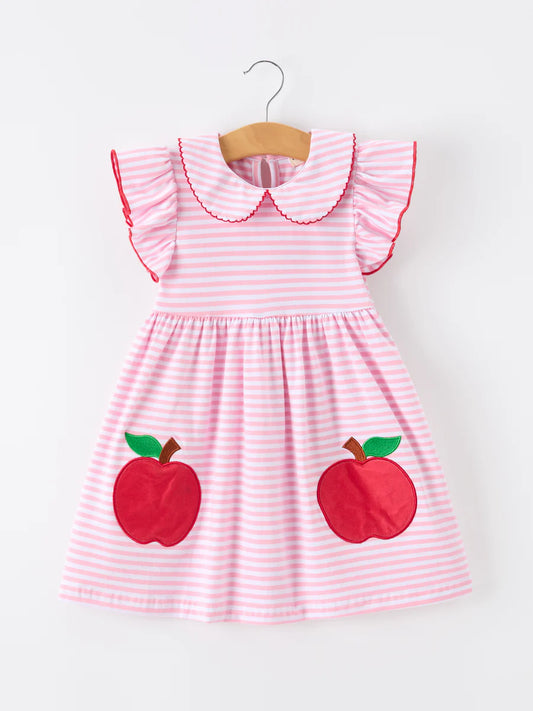 Back to School Apple Applique Twirl Dress