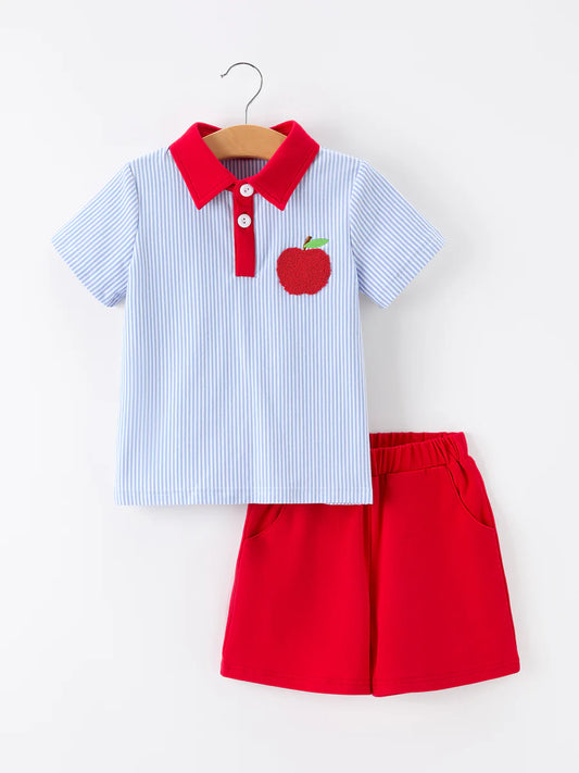 Back to School Apple Polo Short Set