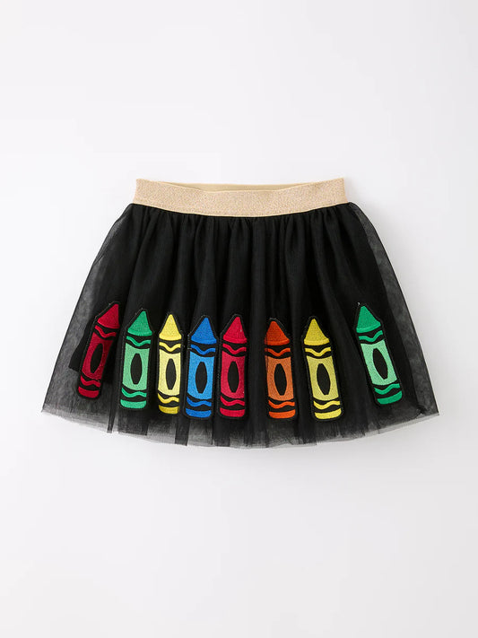 Back to School Crayon Girls Tulle Skirt