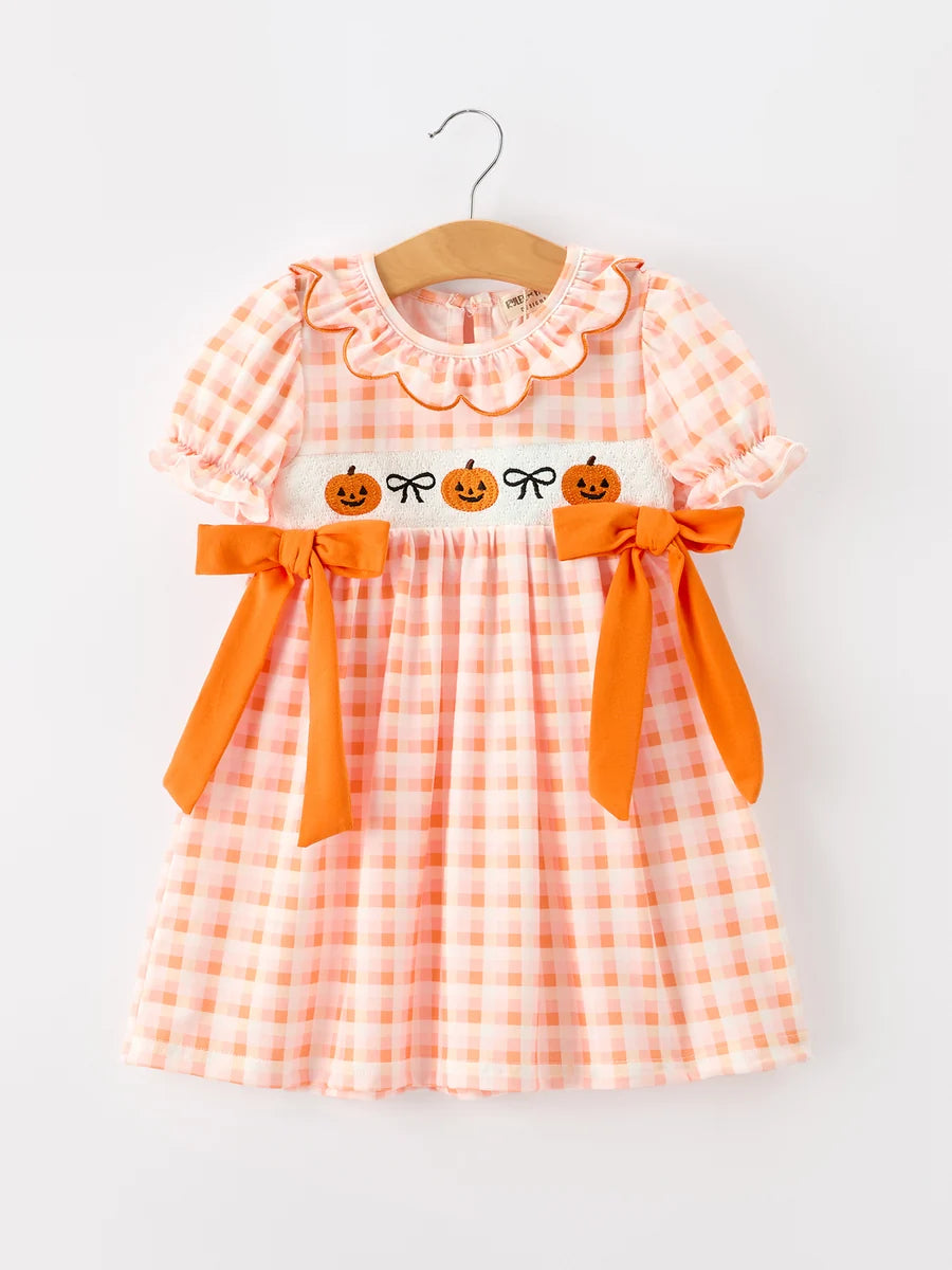 Halloween Pumpkin Plaid Dress