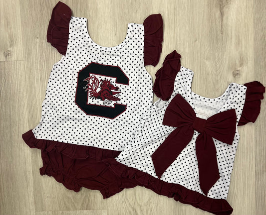 Carolina Gamecock Girls Diaper Cover Set