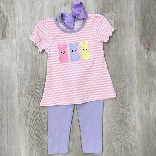 Girls Stripped Peep Bunny Set
