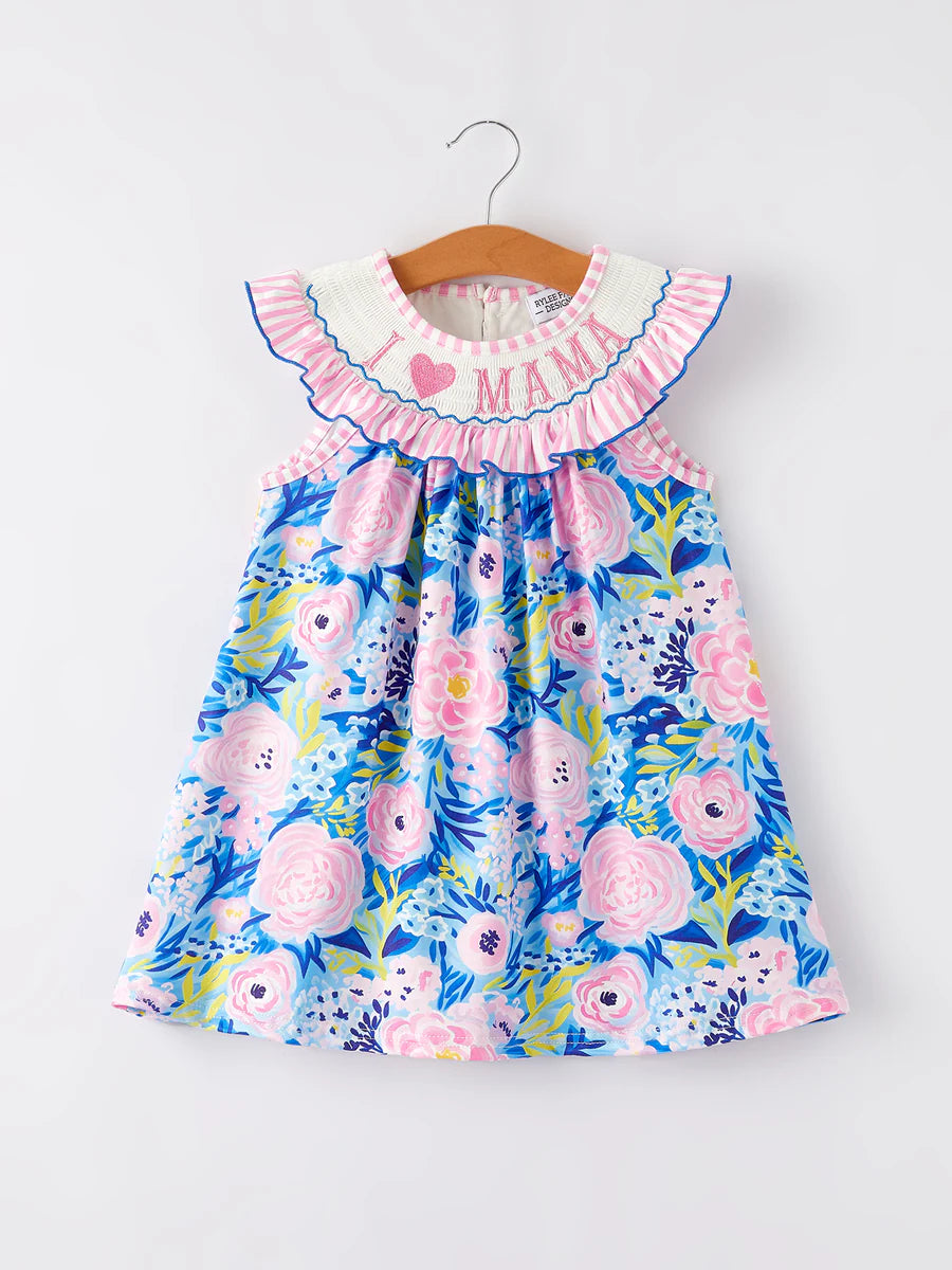 I Love Mama Embroidery Dress