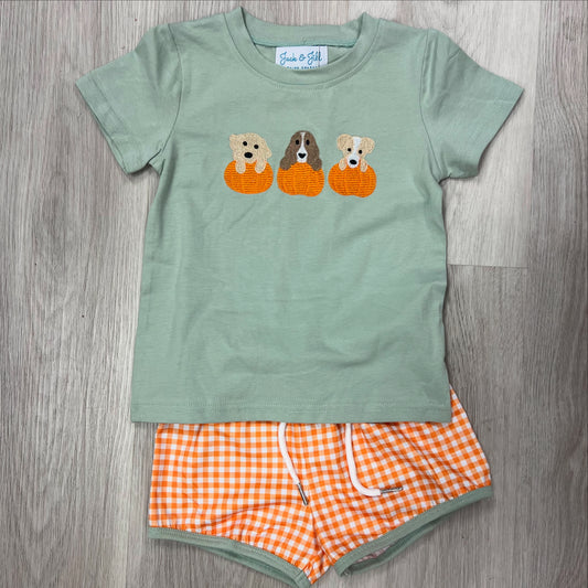 Boys Puppies & Pumpkins Short Set