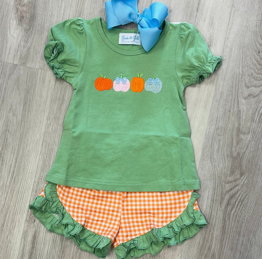 Girls Fall Ruffle Short Set
