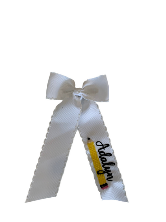 Monogrammed Pencil Bow