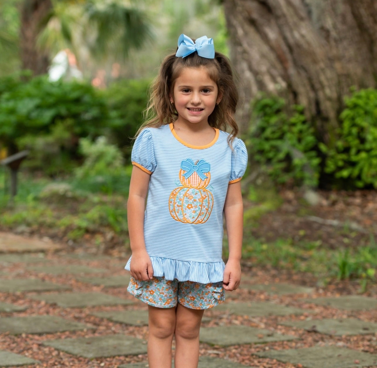 Pumpkin Stack Ruffle Short Set