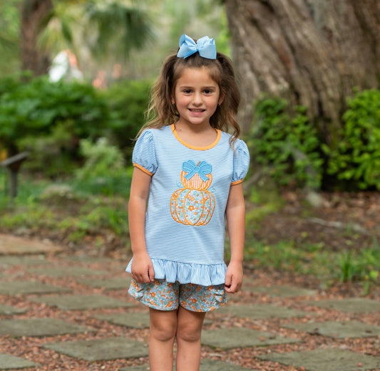Pumpkin Stack Ruffle Short Set