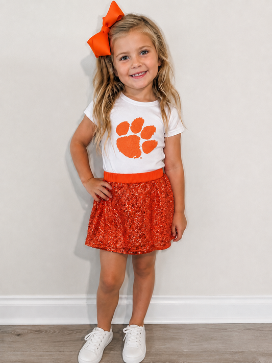 Sequin Orange Skirt