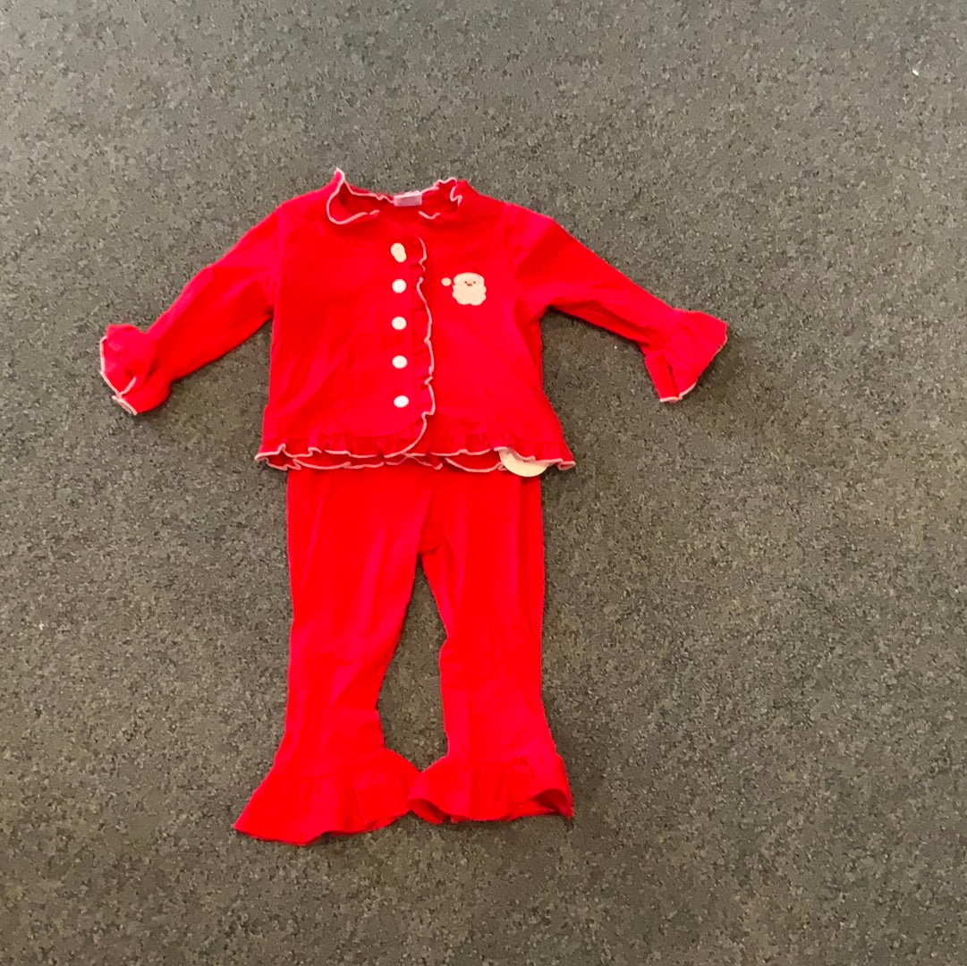 Red ruffle Santa pajamas
