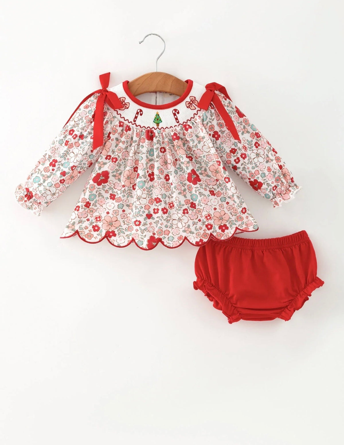 Christmas Red Floral Diaper Set