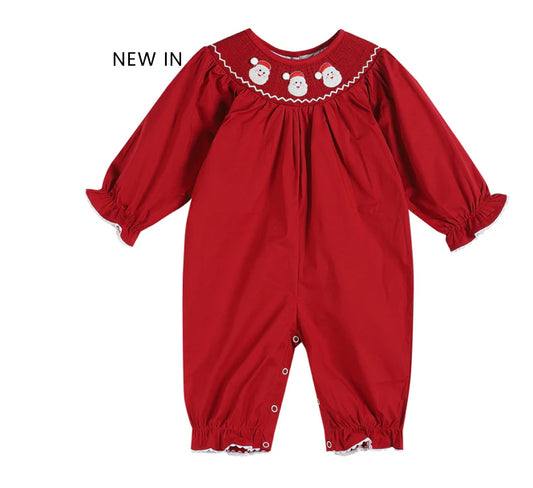 Red Santa Smocked Playsuit