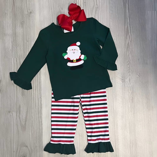 Girls Santa Stripe Pj’s