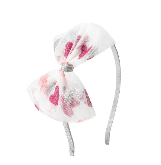 GLITTER HEART VALENTINE'S DAY TULLE BOW HEADBAND