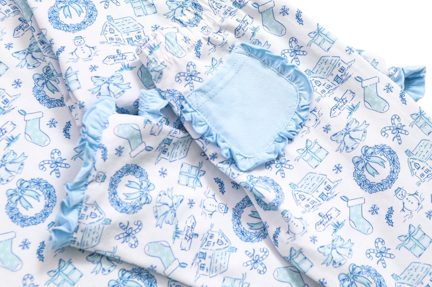 Christmas Toile Ruffle Pants Set