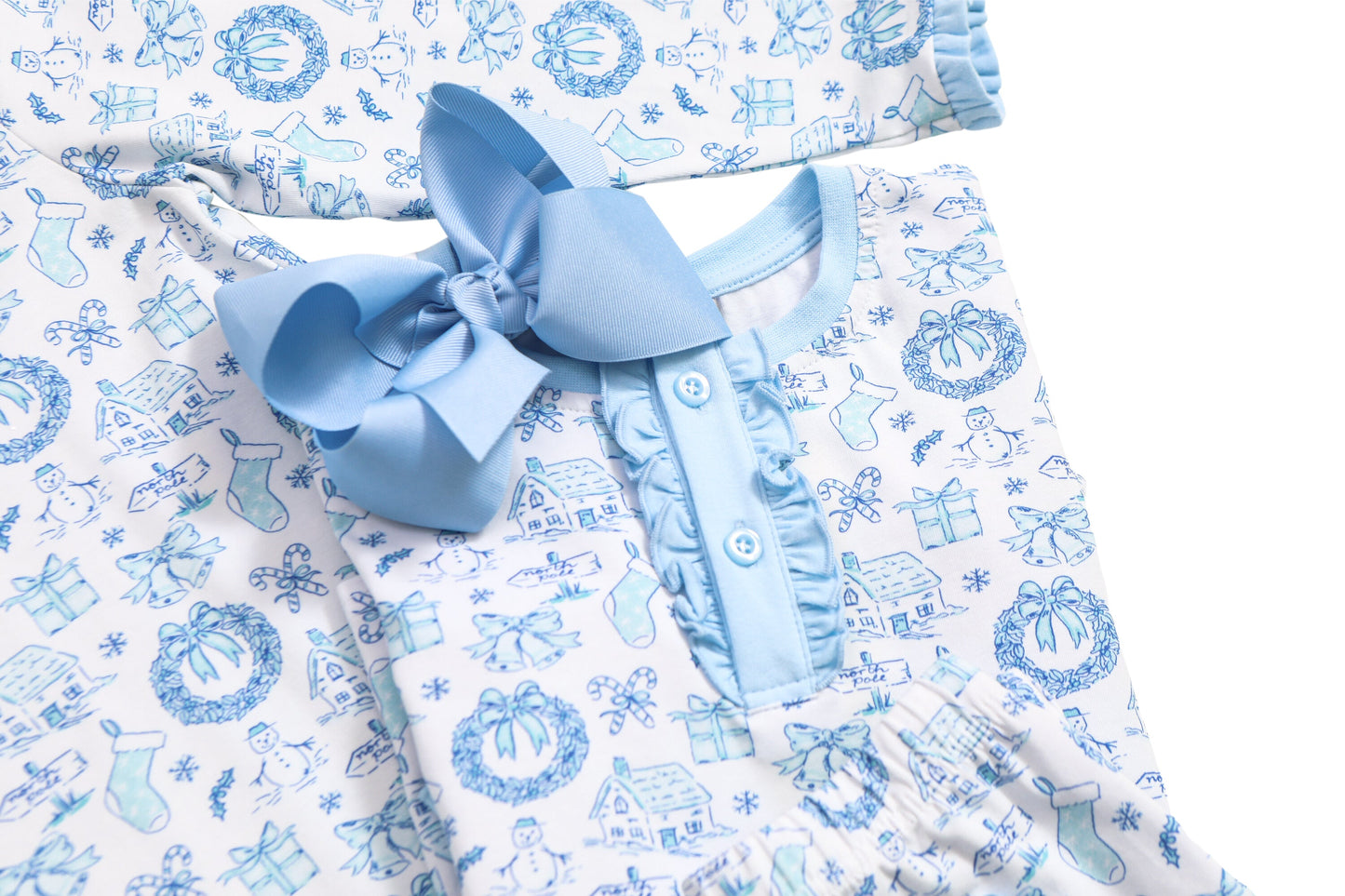Christmas Toile Ruffle Pants Set