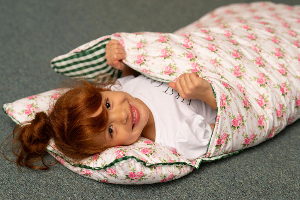 Nap Mat- Pink Roses (monogram included)