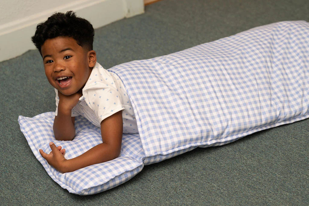 Nap Mat- Blue Gingham (monogram included)