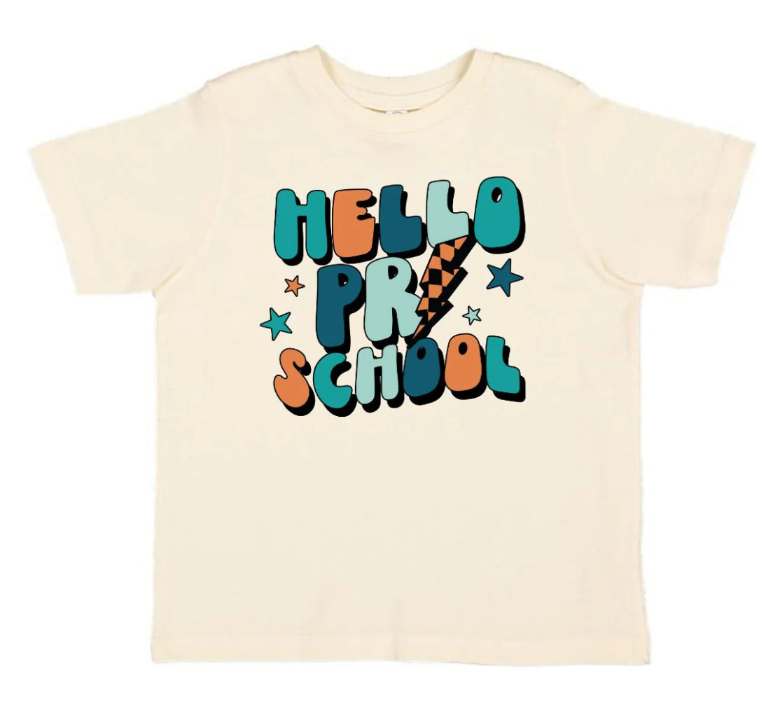 HELLO PRESCHOOL SHORT SLEEVE T-SHIRT - NATURAL