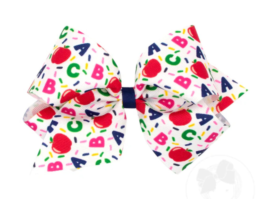 King Confetti School-themed Printed Grosgrain Hair Bow