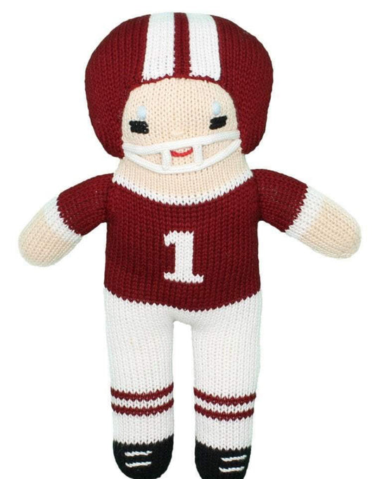 Football Player Knit Doll - Maroon & White