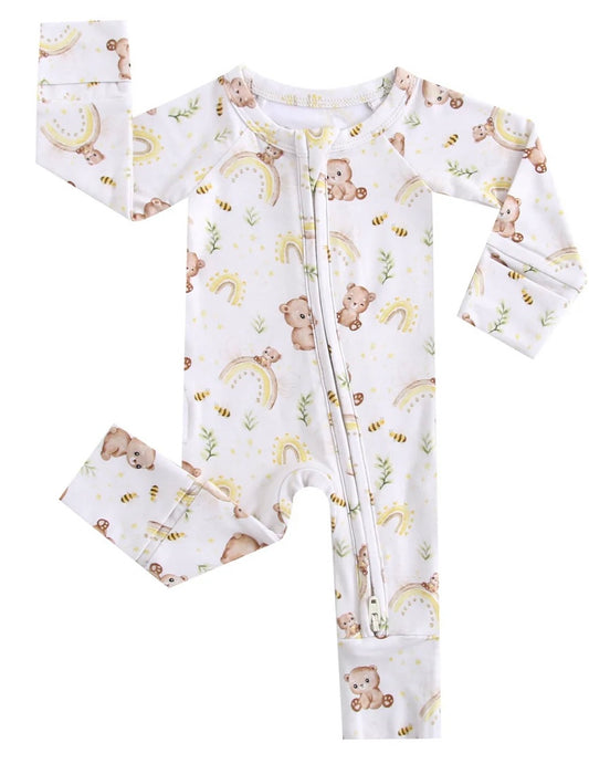 Sweet as Honey Zippered Baby Romper