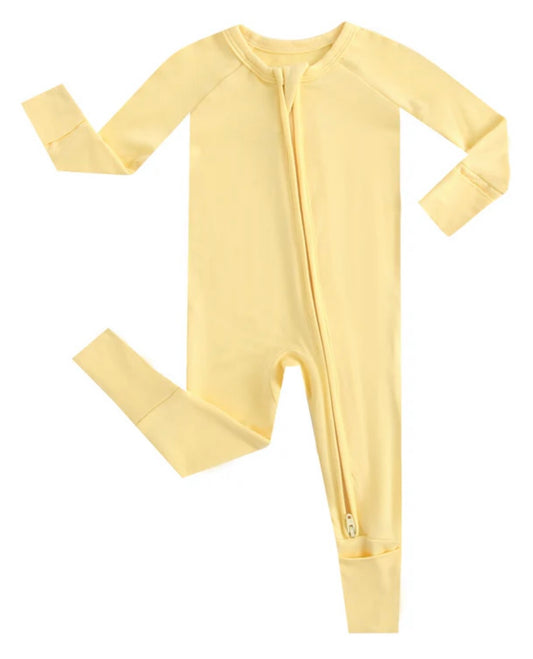Happy Yellow Zippered Baby Romper- Newborn