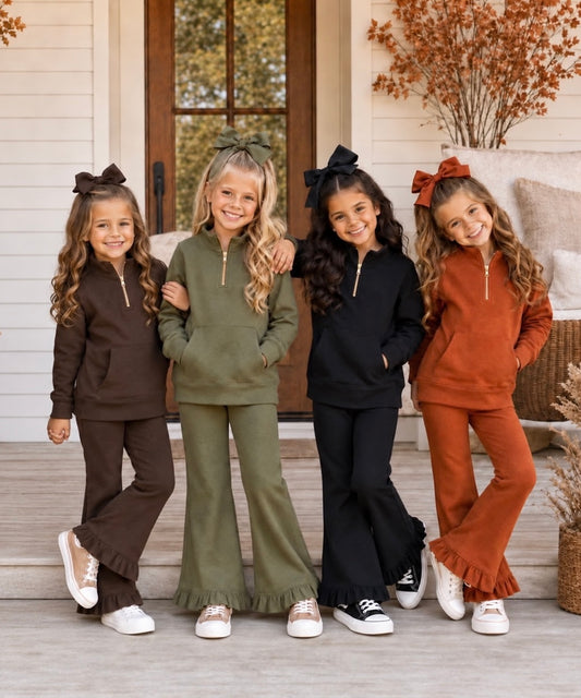Quarter Zip Flared Pant Set