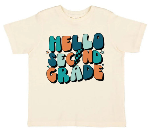 HELLO SECOND GRADE SHORT SLEEVE T-SHIRT - NATURAL
