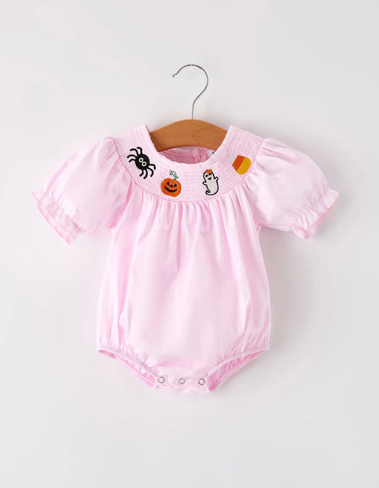Halloween Pink Spider Pumpkin Romper