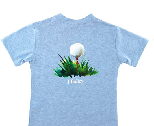 J. Bailey S/S Logo Tee- Golf on Heathered Blue