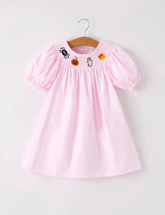 Halloween Pink Spider Pumpkin Dress