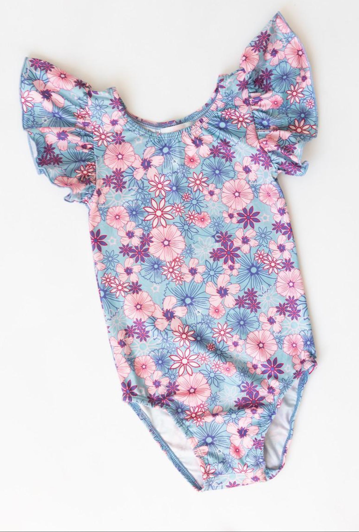 LOVE BLOOMS S/S FLUTTER SLEEVE LEOTARD