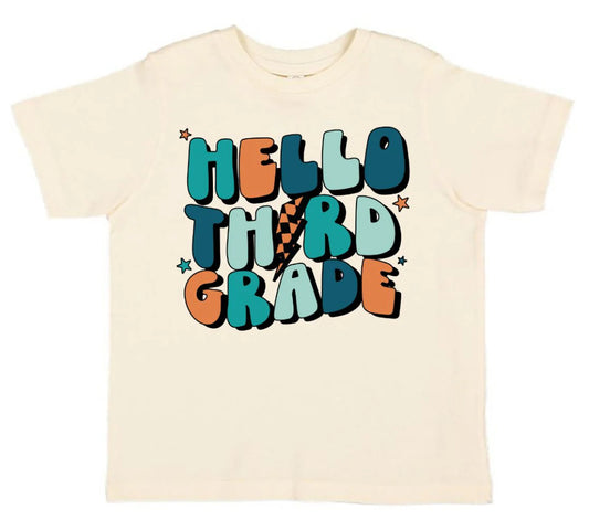 HELLO THIRD GRADE SHORT SLEEVE T-SHIRT - NATURAL
