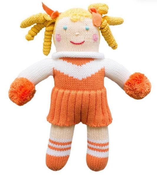 Cheerleader Knit Doll - Orange & White