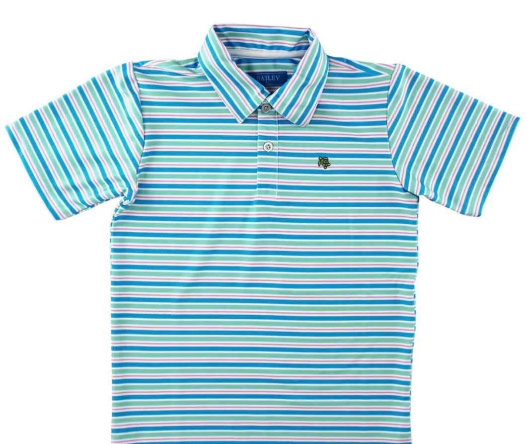 The Bailey Boys Henry Performance S/S Stripe Polo- Paradise