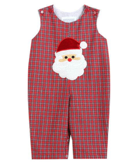 Red Plaid Fuzzy Santa Overalls