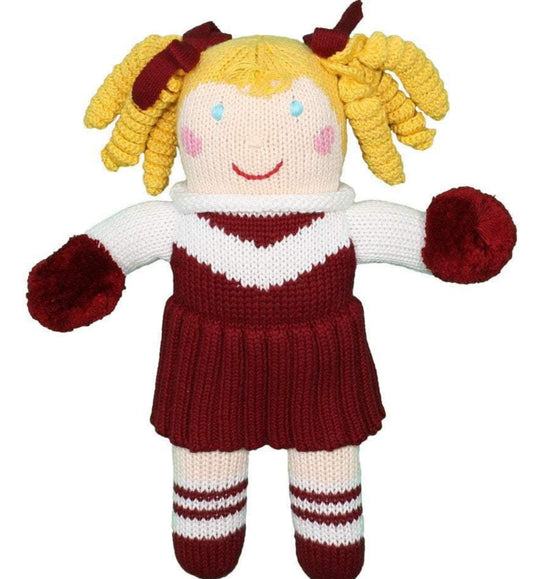 Cheerleader Knit Doll - Maroon & White