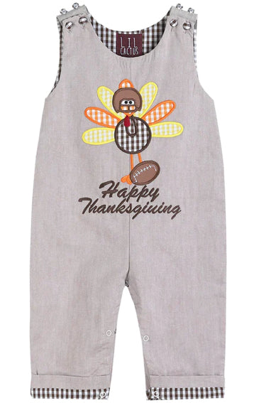 Brown Happy Thanksgiving’ Turkey Overalls