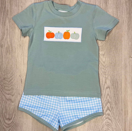 Boys Fall Pumpkin Short Set