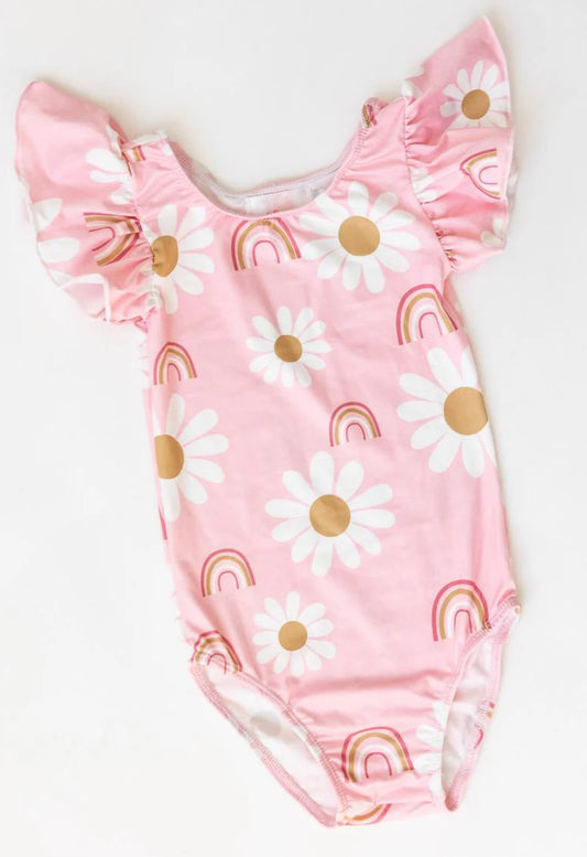 YOU ARE MY SUNSHINE S/S FLUTTER SLEEVE LEOTARD