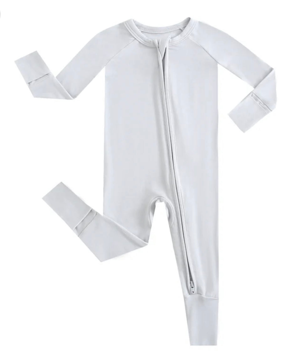 Comfy Gray Zippered Baby Romper- Newborn