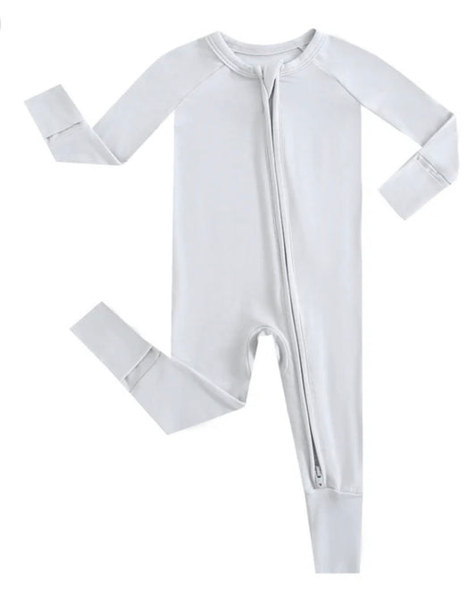 Comfy Gray Zippered Baby Romper- Newborn