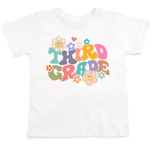 THIRD GRADE RETRO SHORT SLEEVE T-SHIRT - WHITE