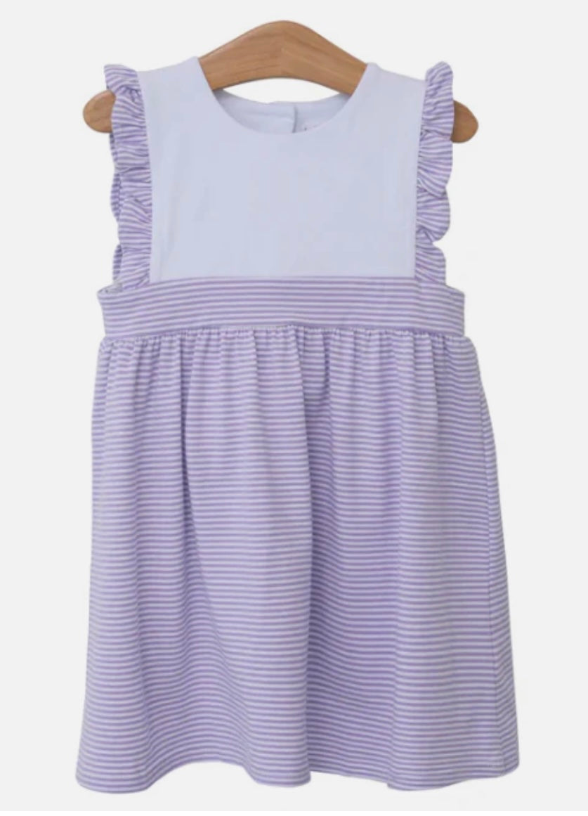 Sophia Dress- Lavender Stripe