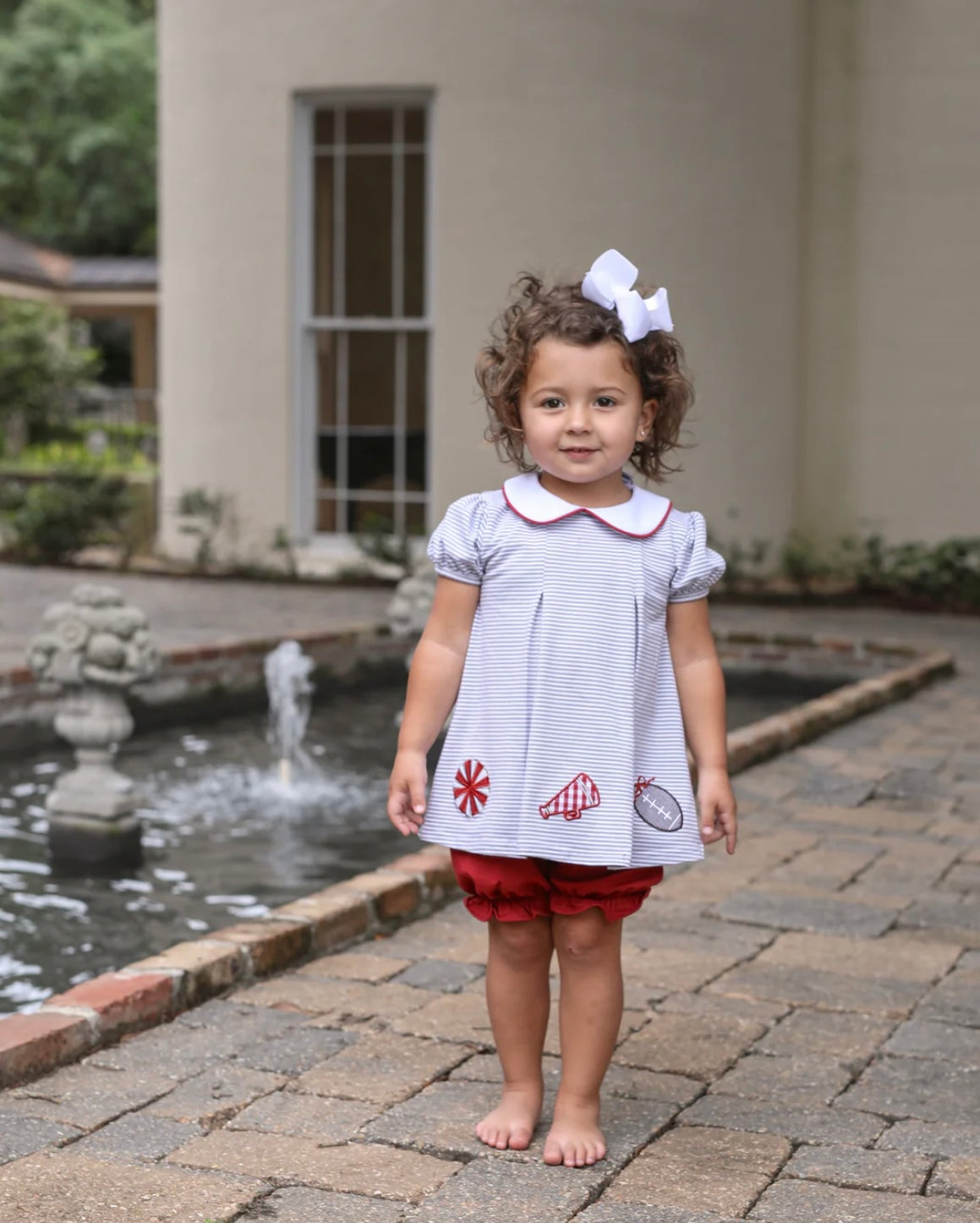 Game Day Pleat Bloomer Set- Gray Stripe