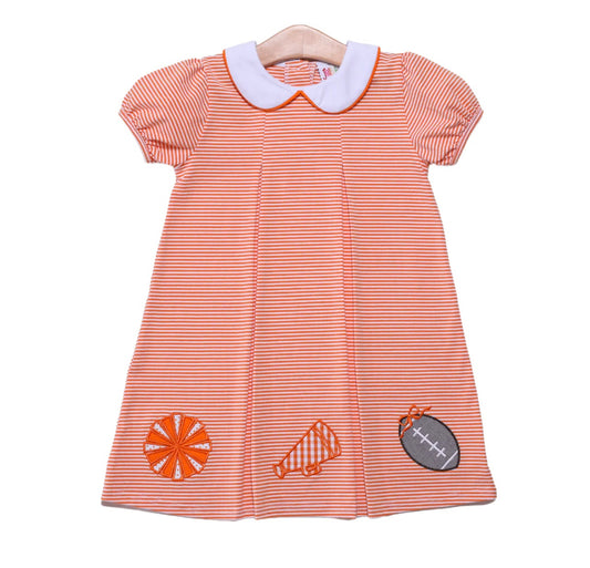 Game Day Pleat Dress- Orange Stripe
