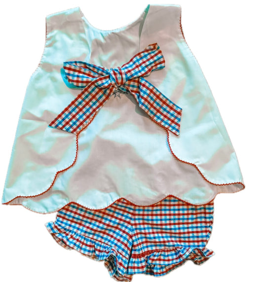 Patriotic Gingham Peter Pan Short Set