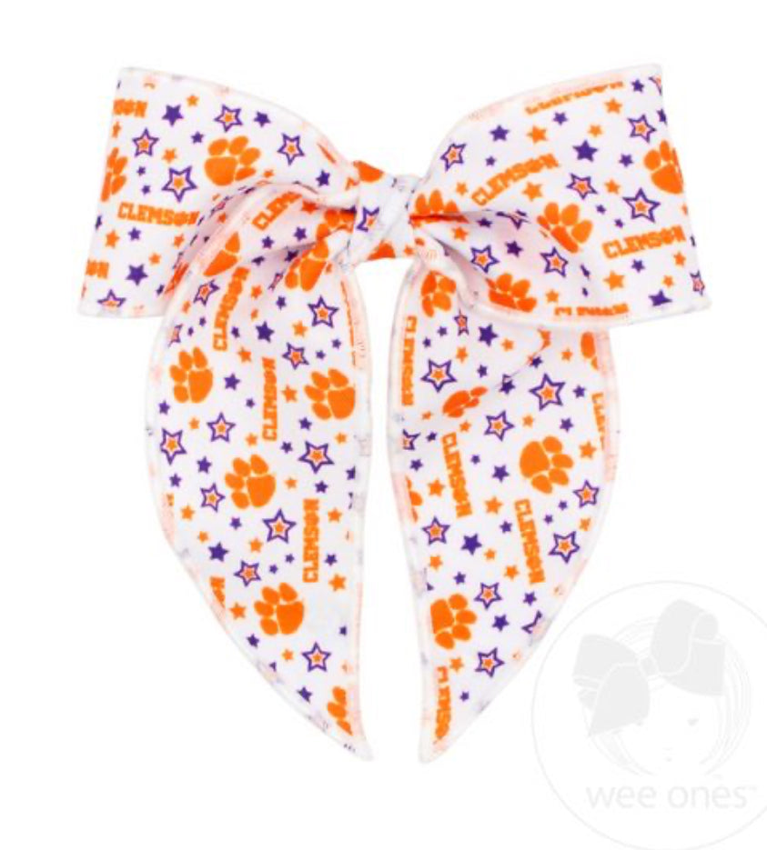 Medium Signature Collegiate Logo Print Fabric Bowtie With Knot and Tails
